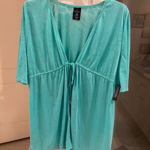 Faded Glory Blue Empire Waist Top with V-Neck